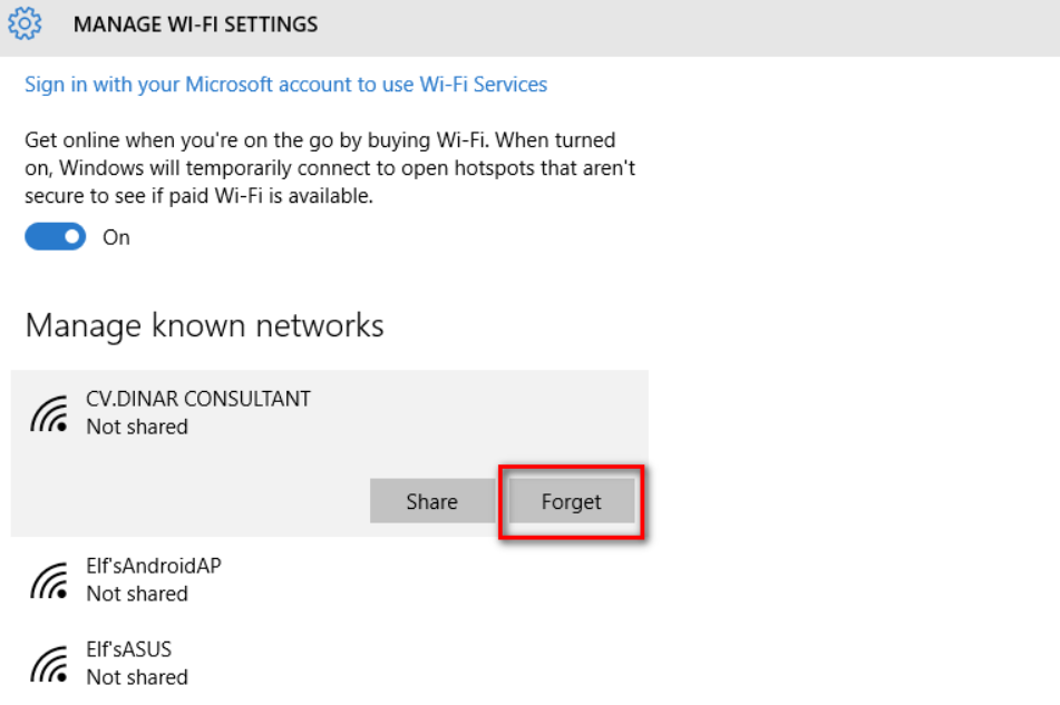Cara Forget Wifi di Laptop