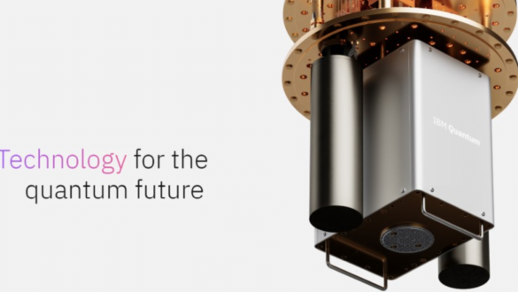 Ilustrasi komputer kuantum IBM Quantum System Two dengan 100.000 qubit.