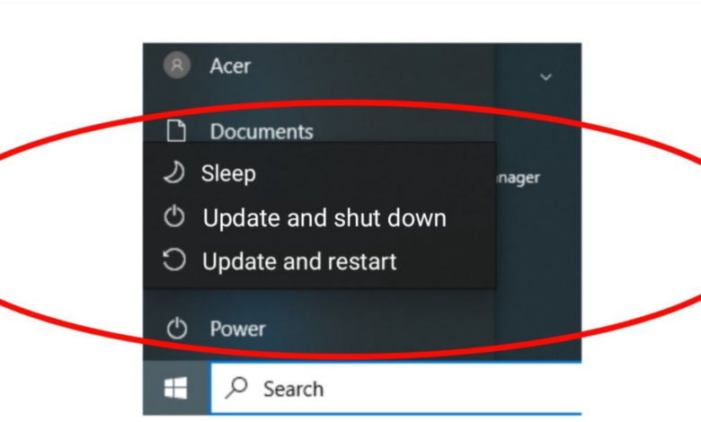 Update and Shut Down atau Update and Restart saat Windows Update