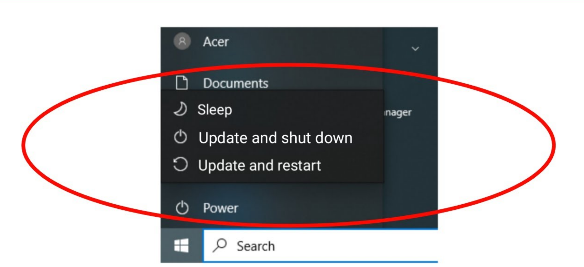 Update and Shut Down atau Update and Restart saat Windows Update