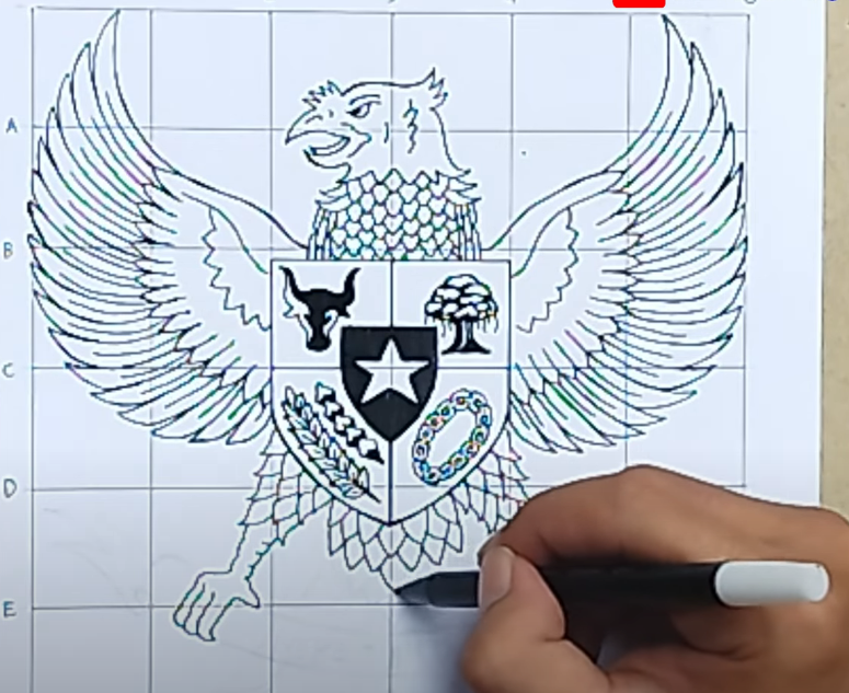 Cara Gambar Burung Garuda Pancasila Metode Garis Bantu