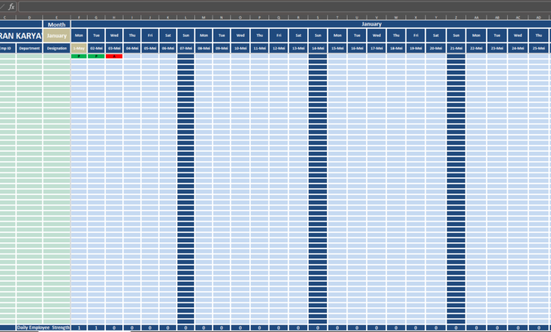 Form Absensi Karyawan di Excel