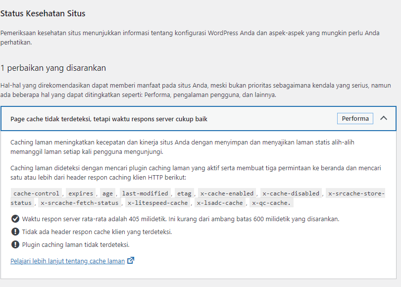 Header Cache di wp tidak ada