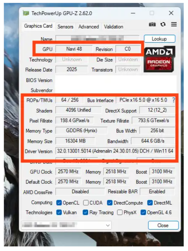 Spek Radeon RX 9070 XT Bocor