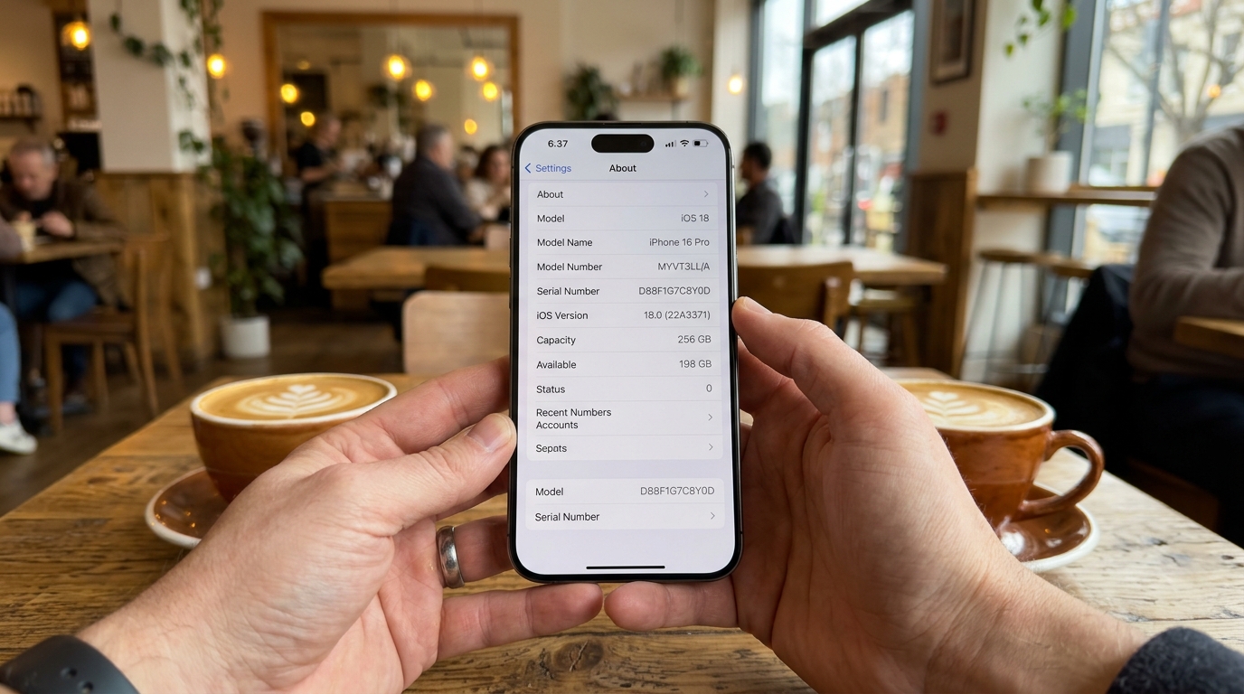 Melihat nomor model dan tipe iPhone pada menu Pengaturan Umum iOS