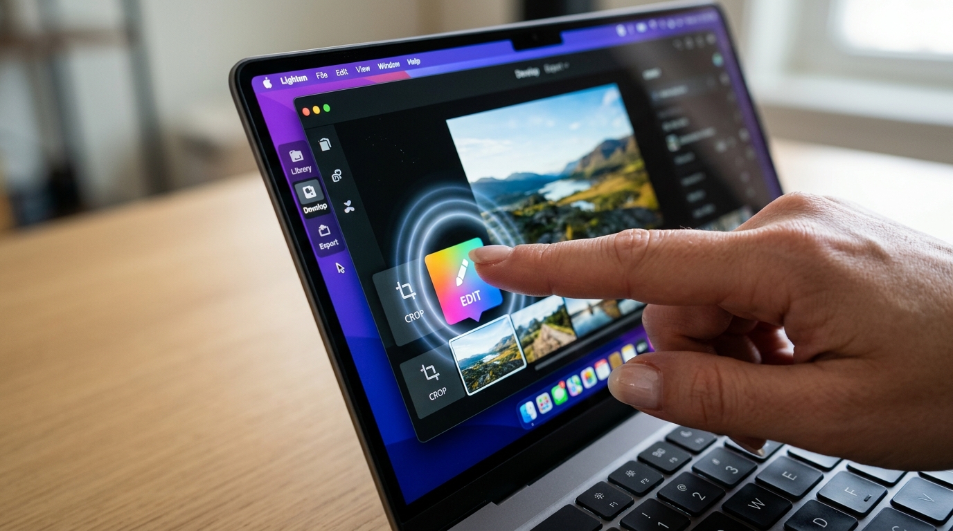Sentuhan jari dengan respon haptik cepat pada panel kaca OLED MacBook Pro